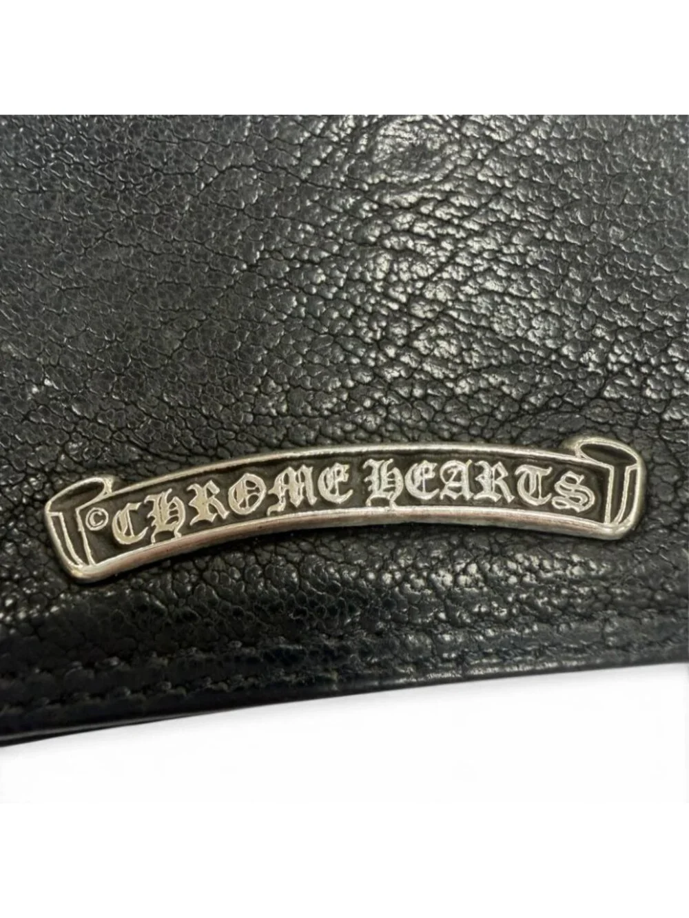 Chrome Hearts Card Case Leather 925 with Grommet Scroll Label Bifold Business